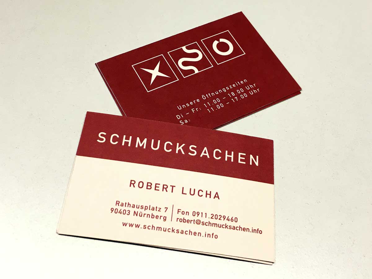 Goldschmied Robert Lucha, Rathausplatz 7, Nürnberg, Geschäftsausstattung, Visitenkarten